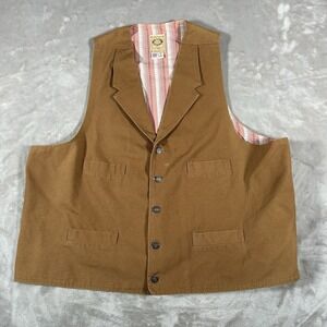 Wah Maker Vest Men 3XLT Brown Western Frontier Pockets Notch Lapel Made In USA